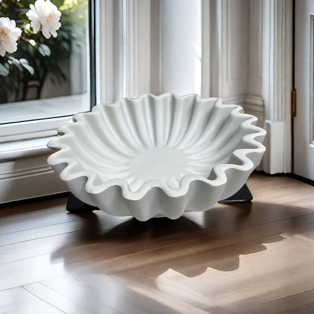 EleganceBowl - Hars Kom met Groeven & Golvende Randen voor Woonkamer Decor