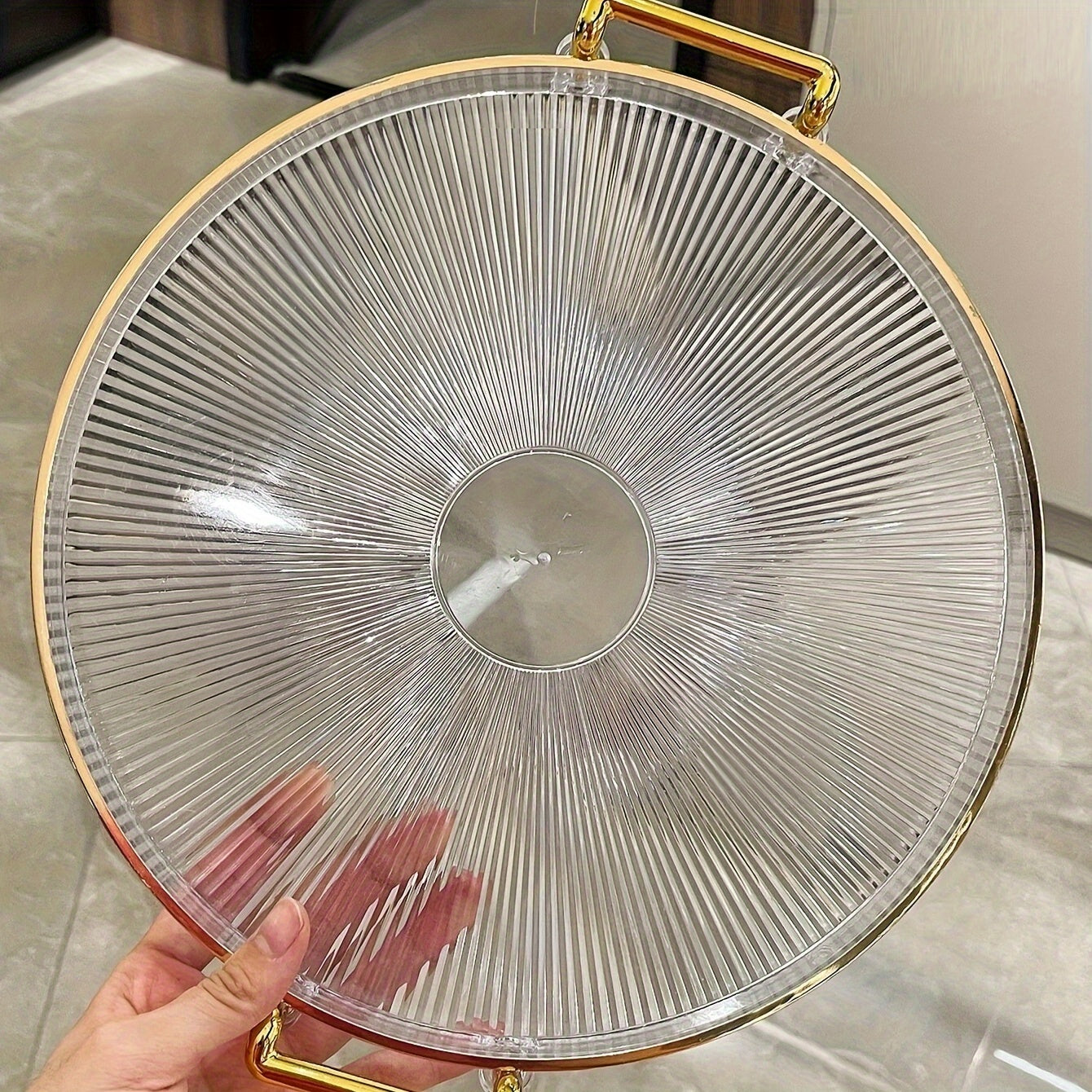 AcrylicTray - Acryl Serveerschaal met Gouden Handgrepen | Voor Dessert & Snack