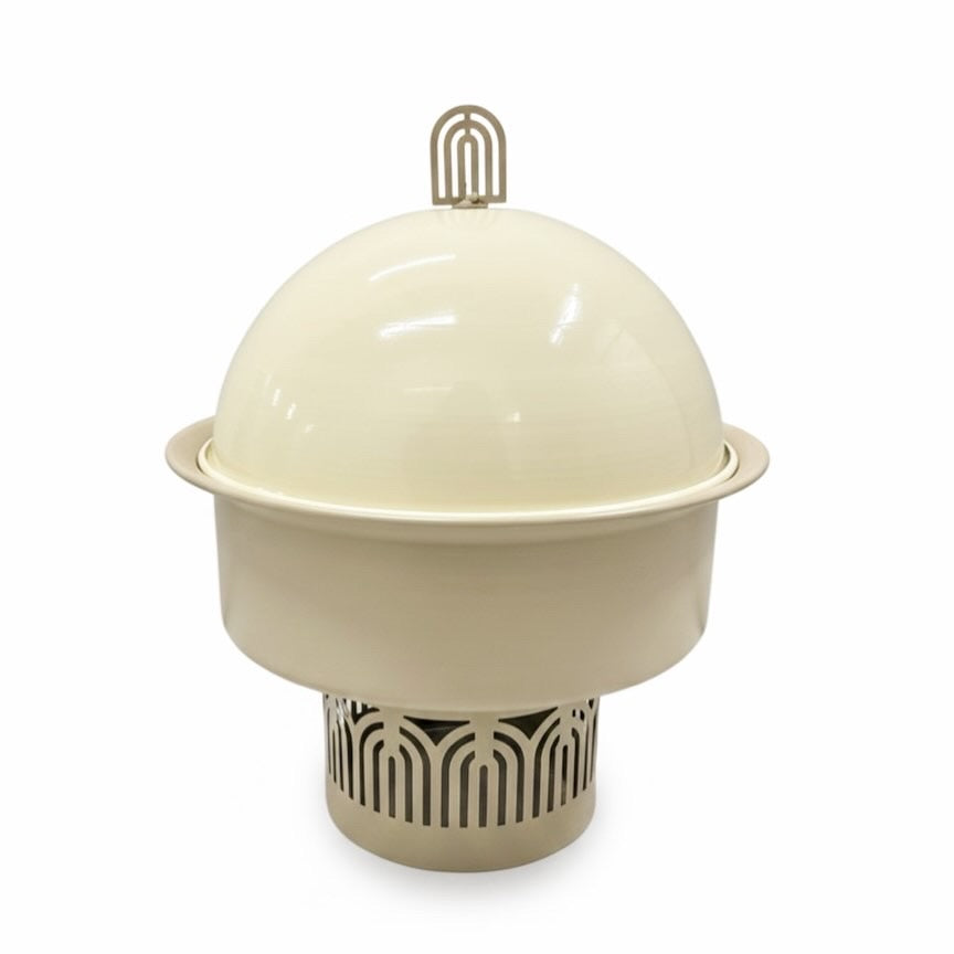 Beige Luxury Complete Set | Luxe Serveerschaal met Stolp met Serveerstandaard