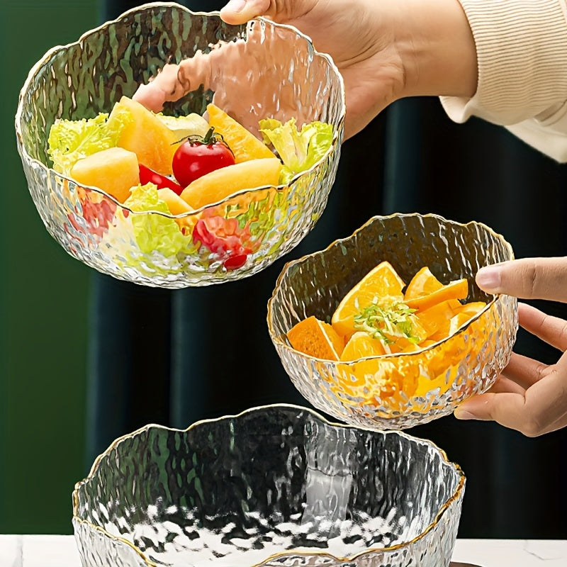 GlasEdge - 3-delige Set Gouden Rand Transparante Saladekommen