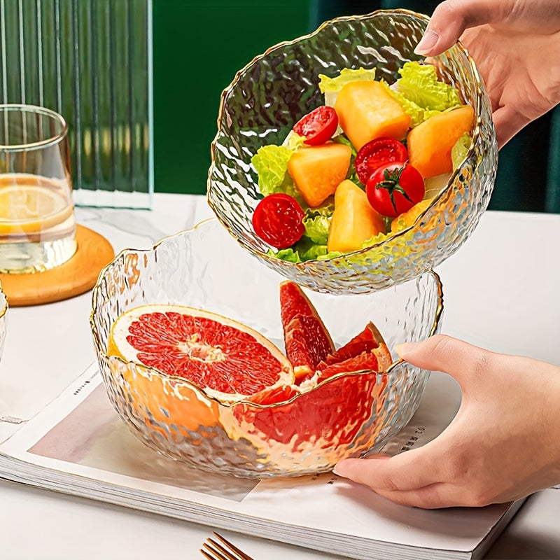 GlasEdge - 3-delige Set Gouden Rand Transparante Saladekommen