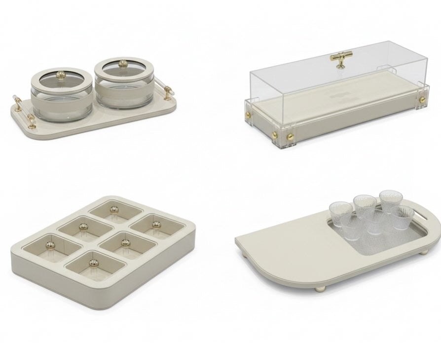 Beige Elegance Set | Luxe Rechthoekige Tray met Meerdere Vakken