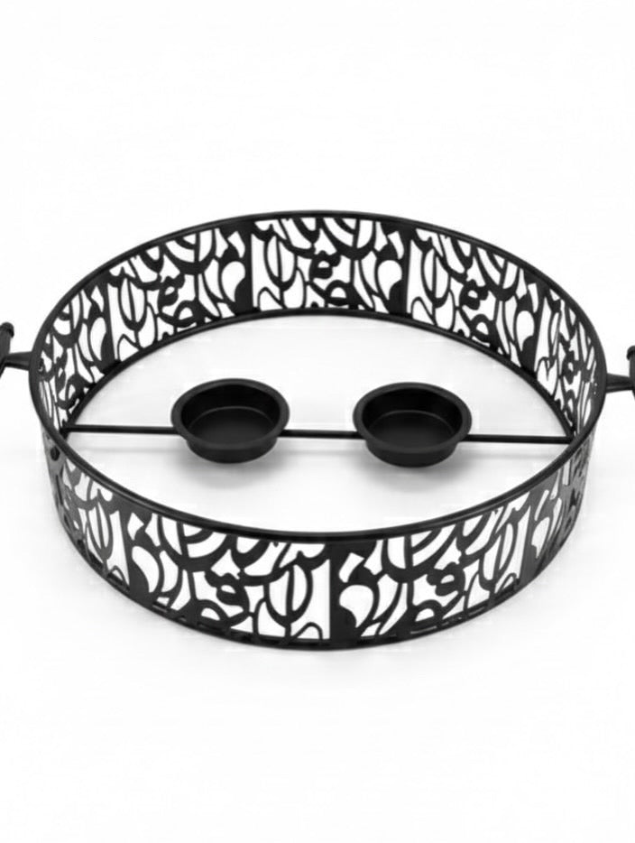 Lune Luxe Tafelset Zwart | Luxe Holle Ronde Serveertray