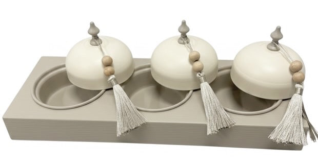 Taupe Luxury Set | Luxe Serveerplank met Elegante Stolpen