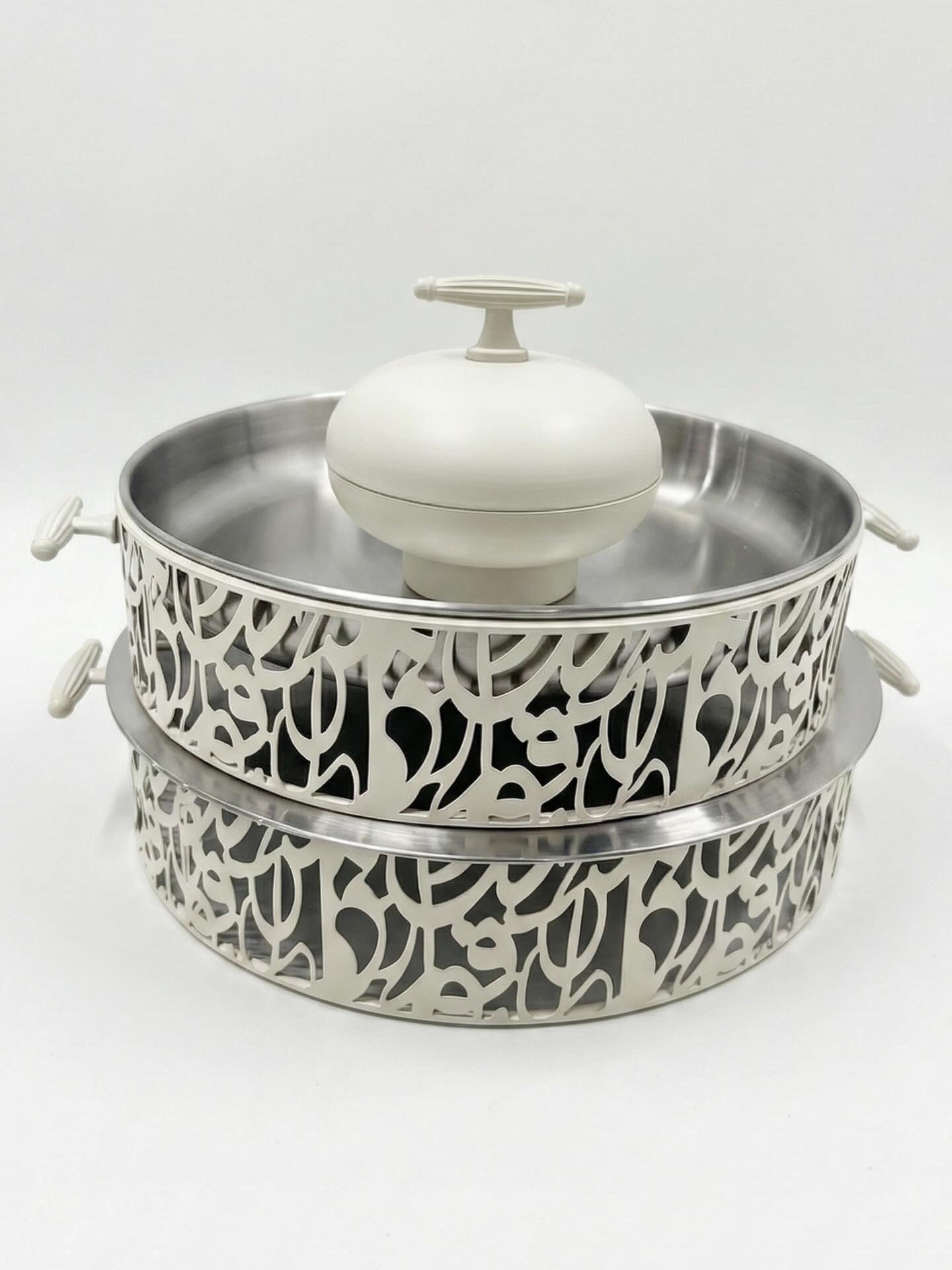 Lune Luxe Tafelset Wit | Luxe Holle Ronde Serveertray