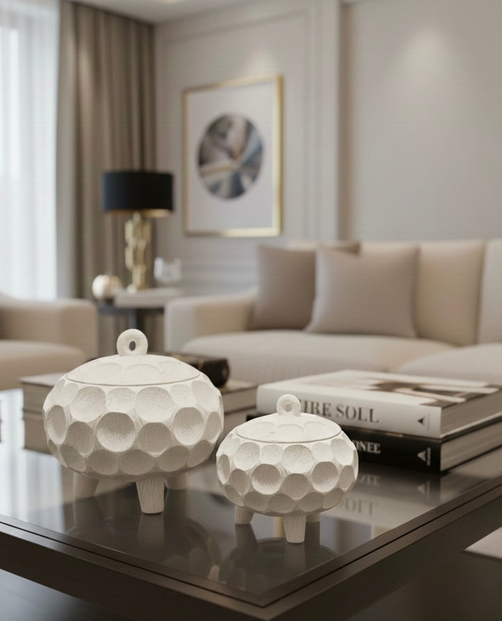 Statement Decoratie Wit | Luxe Decoratieve Opbergpot met Deksel