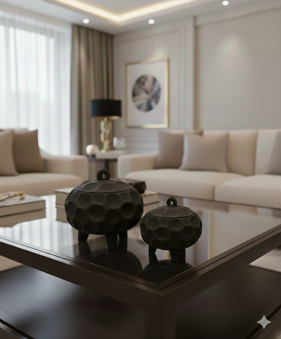 Statement Decoration Black | Luxury Decorative Storage Jar with Lid