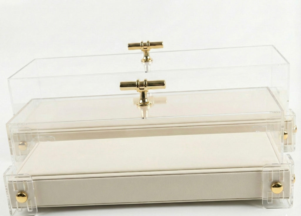 Beige Elegance Set | Luxe Serveerschaal met Glazen Stolp