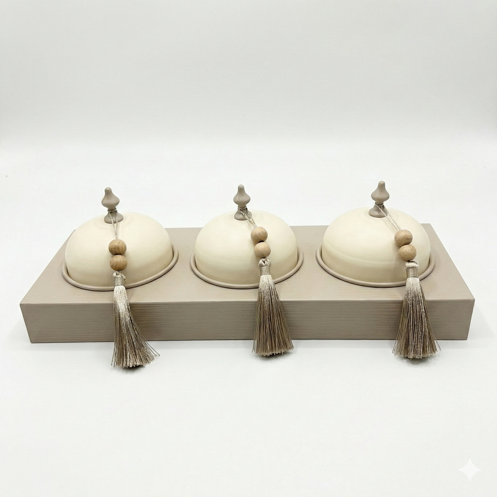 Taupe Luxury Set | Luxe Serveerplank met Elegante Stolpen