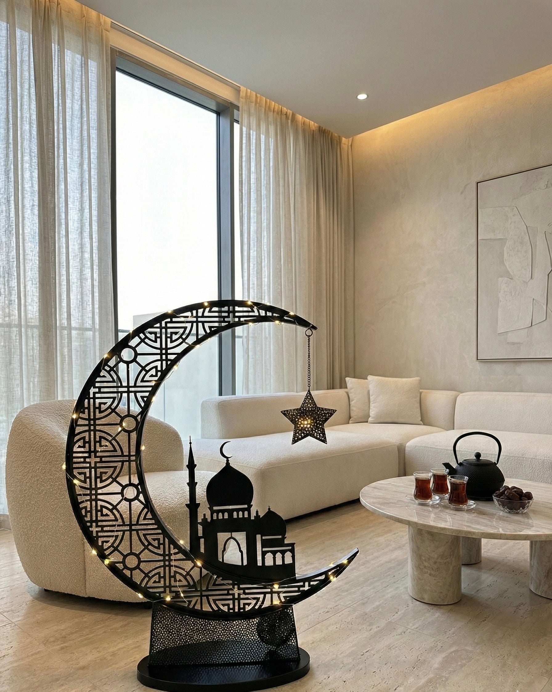 Luxury Islamic Decorative Moon Lamp Black | Available in Various Sizes
