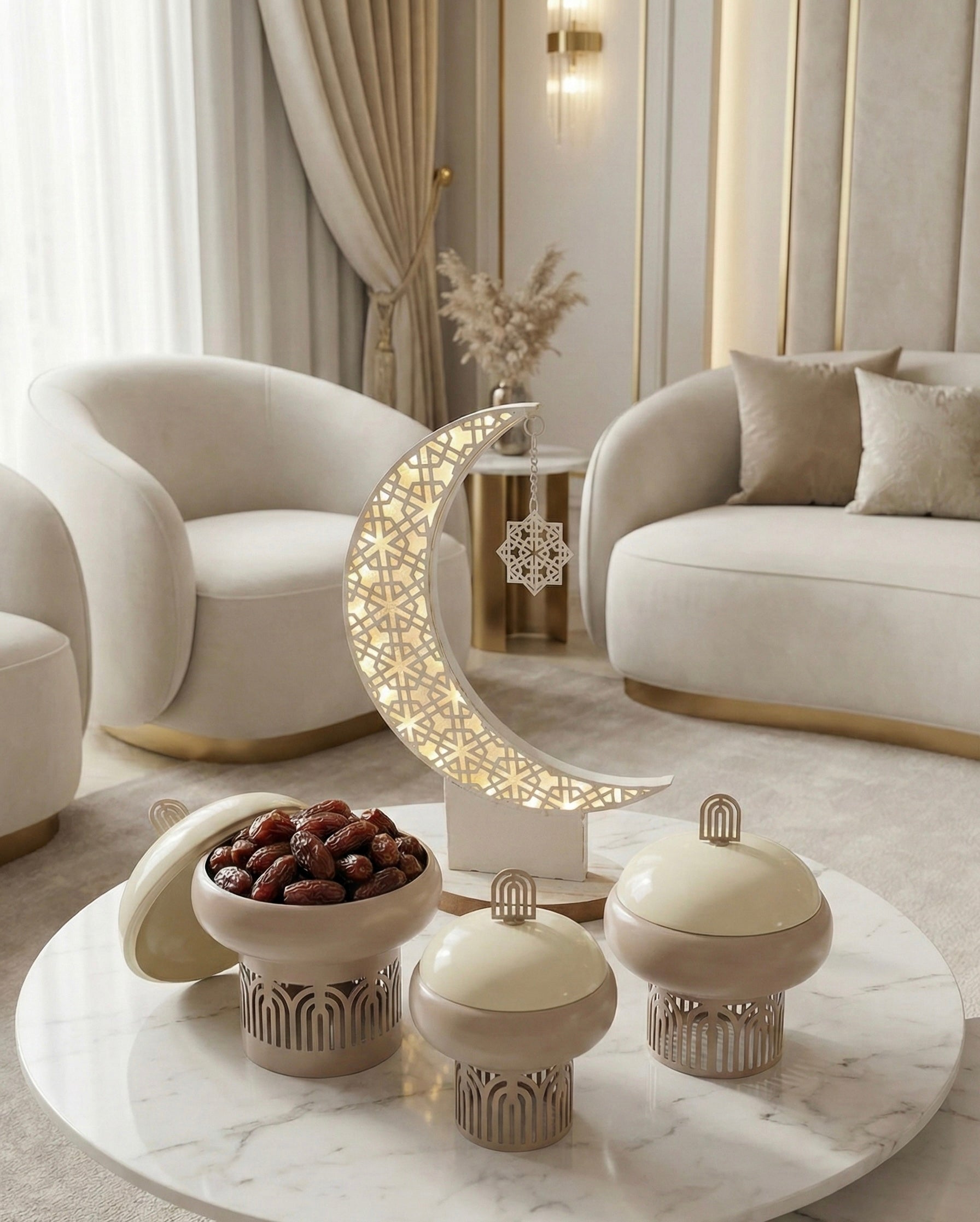 Luxury 'Nur' Moon Decoration | Illuminated Half Moon (3 Sizes)