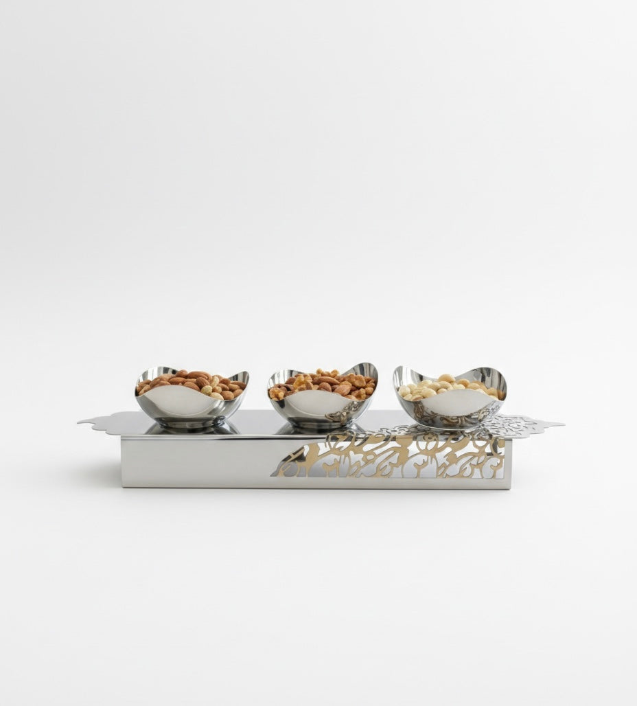 Aurora Set | Luxe Snack Serveerset met 3 Schaaltjes