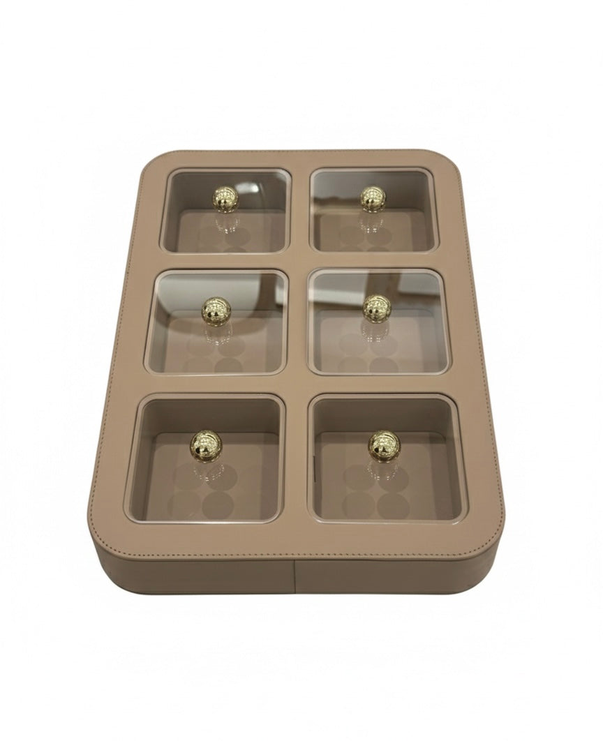 Sandstone Elegance Set | Luxe Rechthoekige Tray met Meerdere Vakken