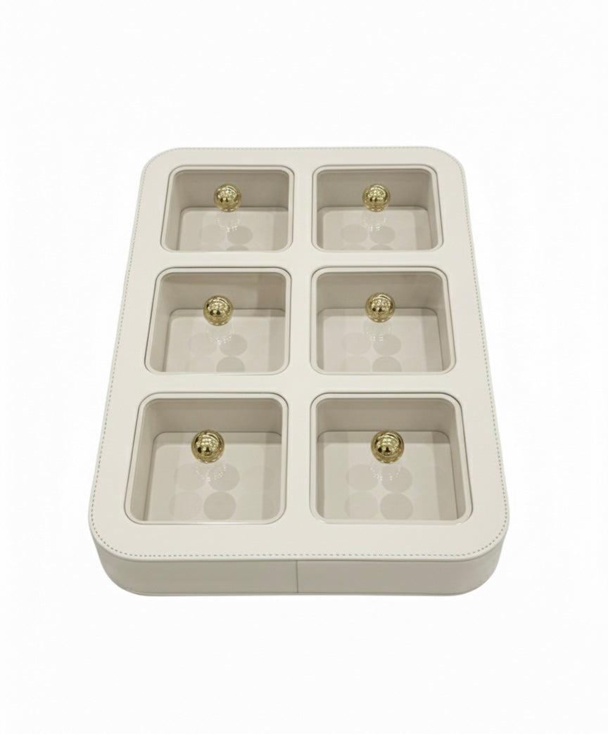 Beige Elegance Set | Luxe Rechthoekige Tray met Meerdere Vakken