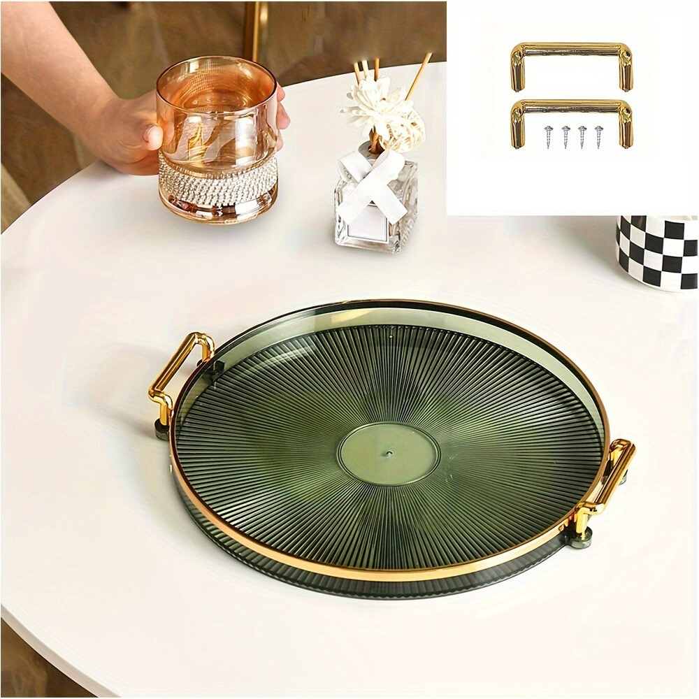 AcrylicTray - Acryl Serveerschaal met Gouden Handgrepen | Voor Dessert & Snack