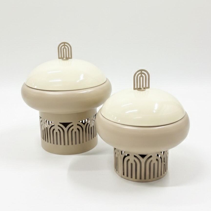 Beige Luxury Set | Luxe Decoratieve Opbergpot met Deksel