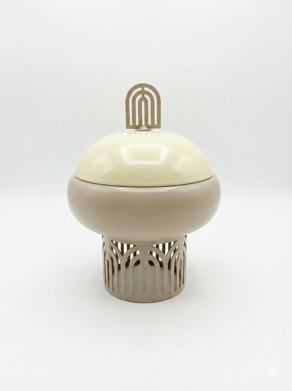 Beige Luxury Complete Set | Luxe Serveerschaal met Stolp met Serveerstandaard