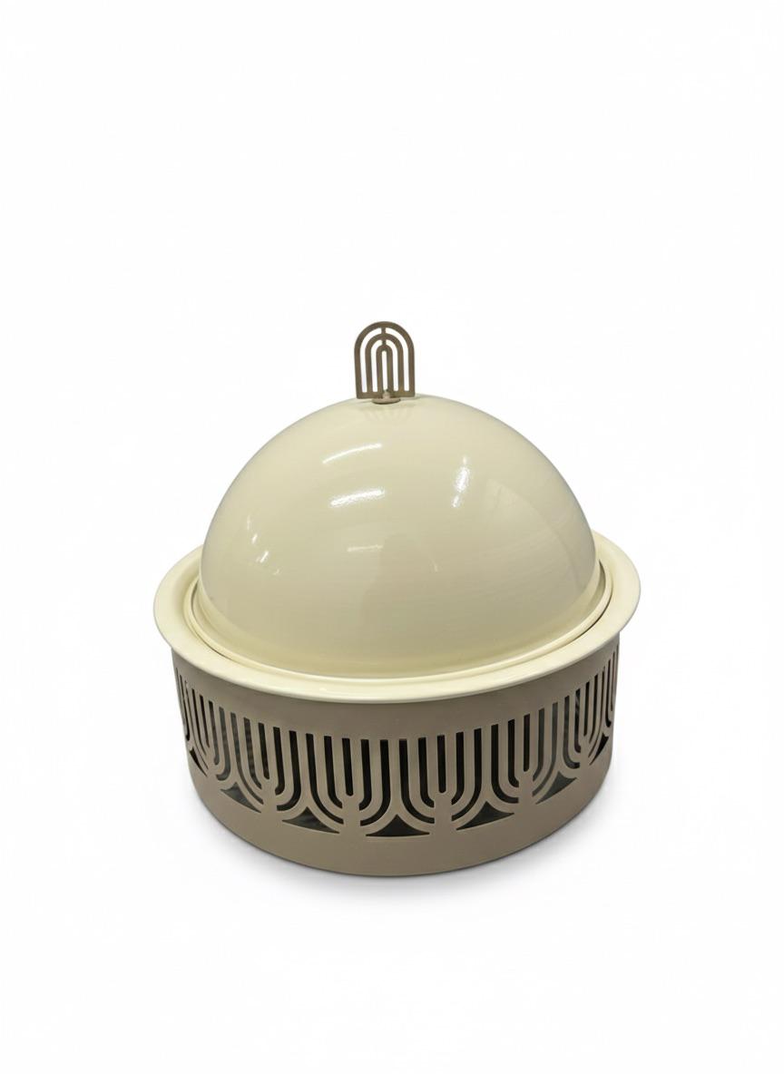 Beige Luxury Complete Set | Luxe Serveerschaal met Stolp met Serveerstandaard