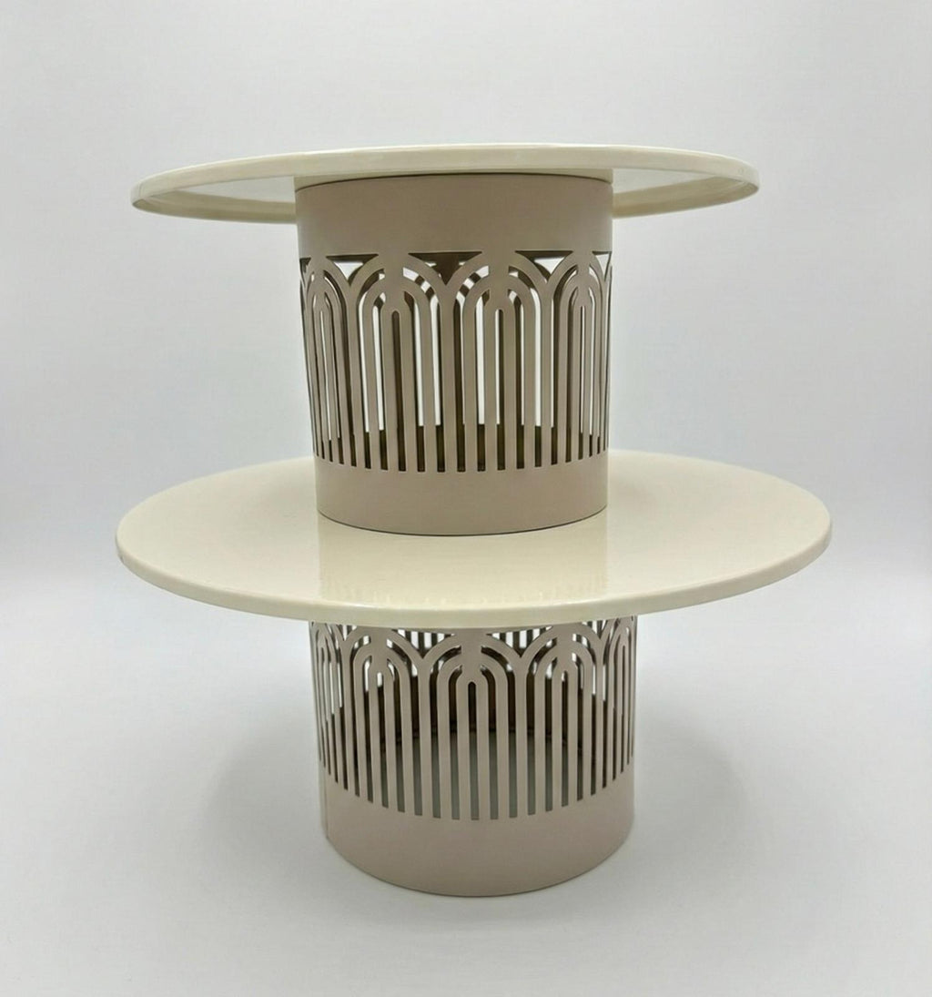 Beige Luxury Complete Set | Luxe Serveerschaal met Stolp met Serveerstandaard