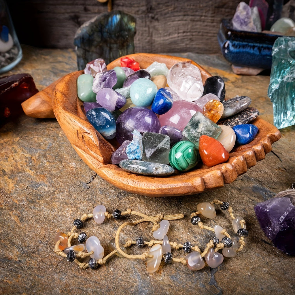 HandServe-Aanbiedingsschaal - Houten Gesneden Handen voor Kristalpresentatie