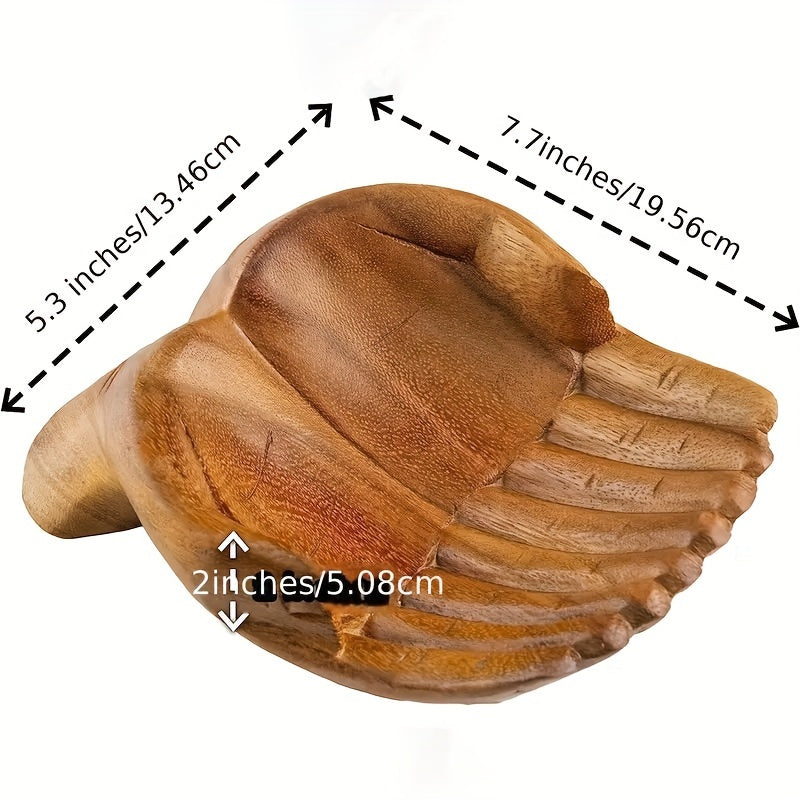 HandServe-Aanbiedingsschaal - Houten Gesneden Handen voor Kristalpresentatie