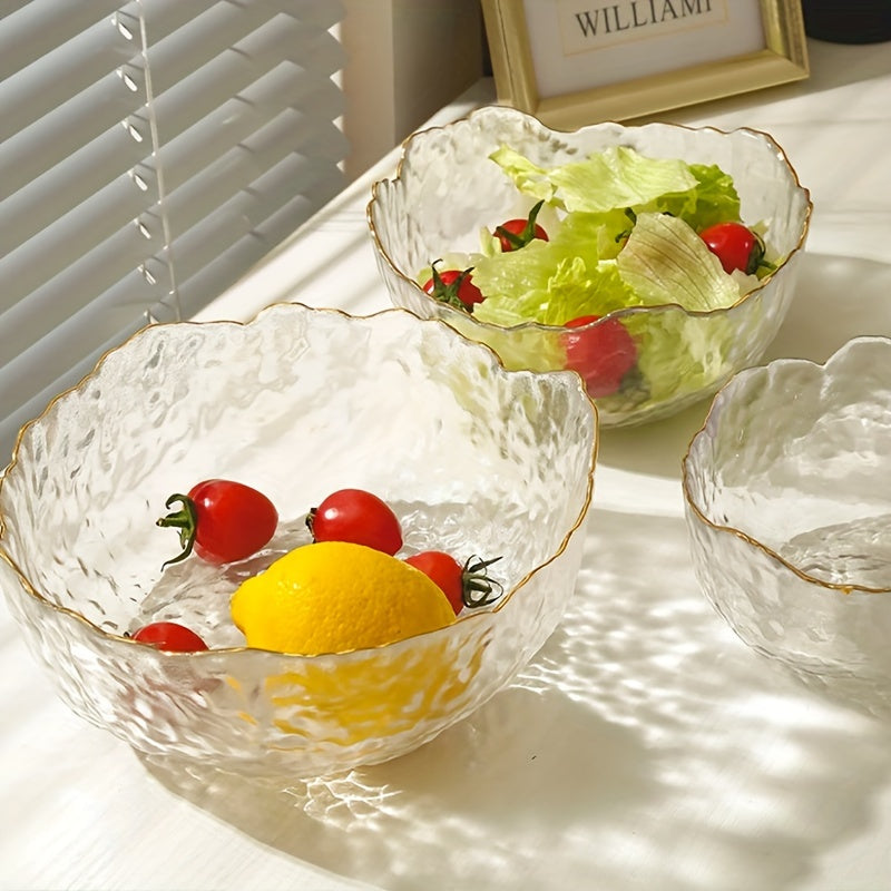 GlasEdge - 3-delige Set Gouden Rand Transparante Saladekommen