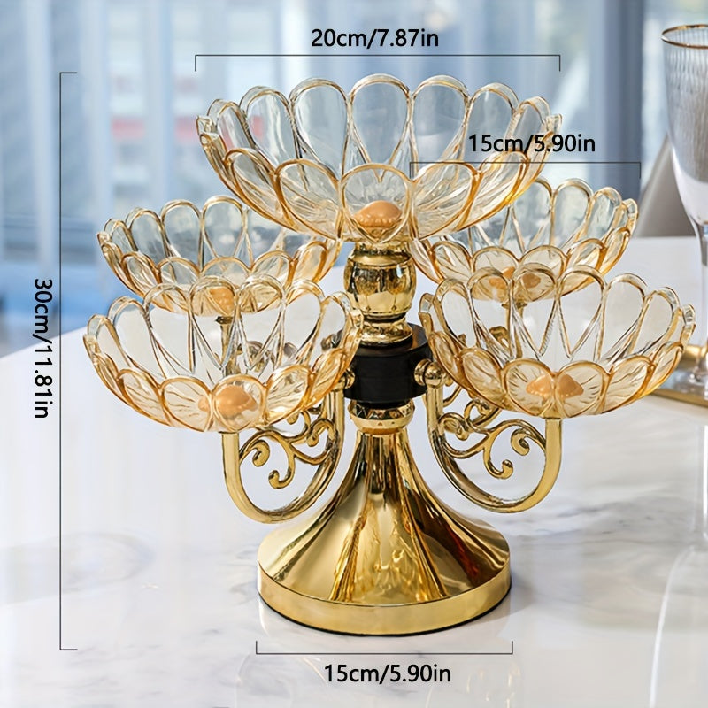 RotaryTier - Elegante Meerlaagse Roterende Fruitkom voor Huisdecoratie