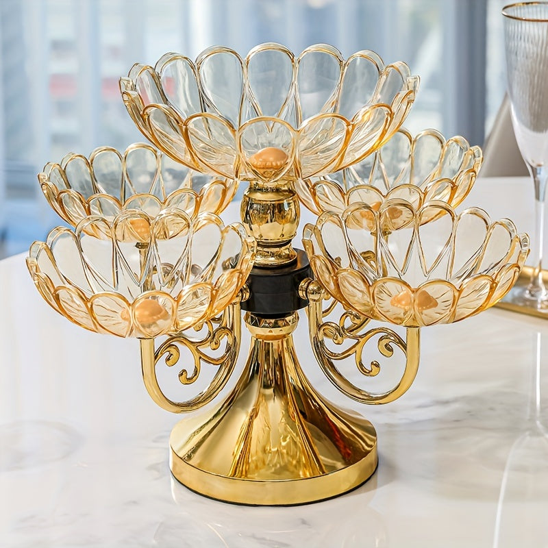 RotaryTier - Elegante Meerlaagse Roterende Fruitkom voor Huisdecoratie