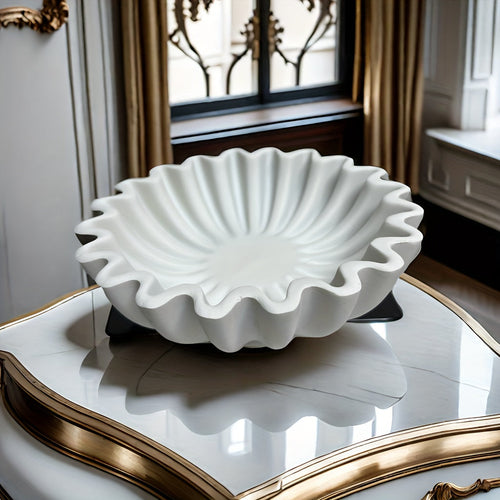 EleganceBowl - Hars Kom met Groeven & Golvende Randen voor Woonkamer Decor